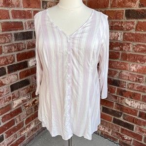 Torrid 3x tunic style pink and white striped blouse